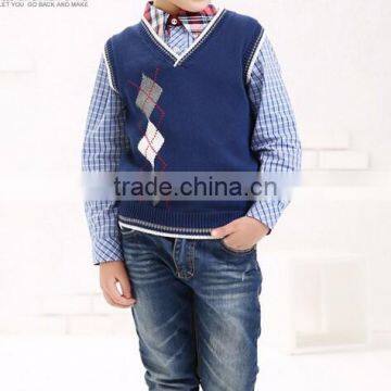 latest design V neck sleeveless kids boys argyle uniform shool vest