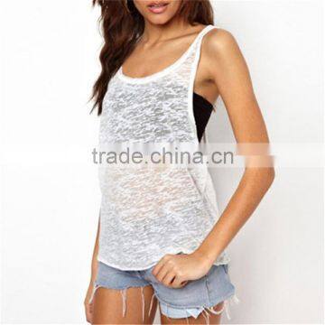 Summer White Sleeveless Sporting Sexy Tank Top Women Loose Vest Plus Size T Shirt Fitness Wear Female Workout Clothing