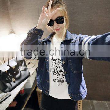 New 2016 BF Style Ladies Denim Jackets Outwear Jeans Coat Short Jackets Women Fashion Letter Print Jeans Coats Female Jackets photo-4