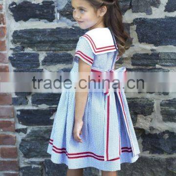 New Design Little Girls Stripe Cotton Dress Children Back To School Clothing Sisters And Brothers Set photo-2