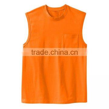 180gsm 100 Cotton Plus Size Wholesale Men's Blank Pocket Sleeveless T Shirt photo-3