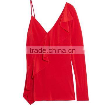 2017 Unique Design Ruffle Blouse Lady Newest Fashion Top photo-6