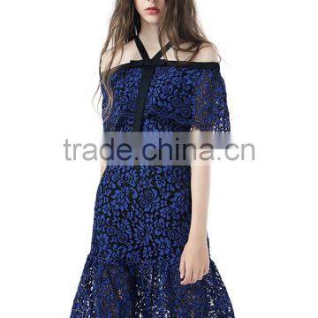 Dew shoulder cultivate one's morality show thin long dinner party wipes bosom hang a word shoulder neck collar party girl dress