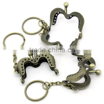 Metal Frame Kiss Clasp For Purse Bag Antique Bronze W/Key Rings 4.6x3.9cm(Open:6.8x4.6cm),3Pc,Hottest