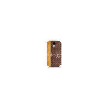 Waterproof Phone Protective Shell Samsung Galaxy S4 Folio Case With Cherry Wood And Leather