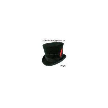 men's wool felt top hat with feather