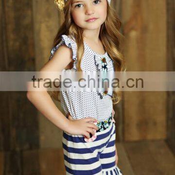 hot sale organic cotton baby boutique outfit summer sweet girl clothing with polka dot