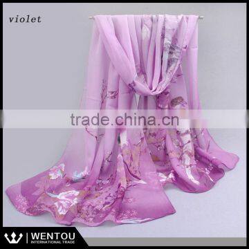 Wholesale Large Flora Printed Soft Silk Chiffon scarf