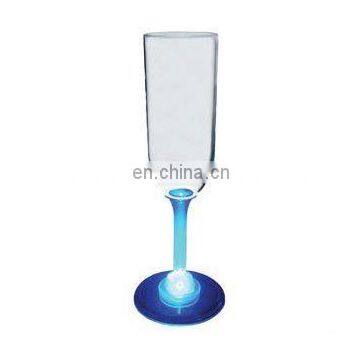 light up led shampagne wine glass ( 7oz,blue stem,white LED,on/off switch ,three flash modes, CE,RoHS approval)