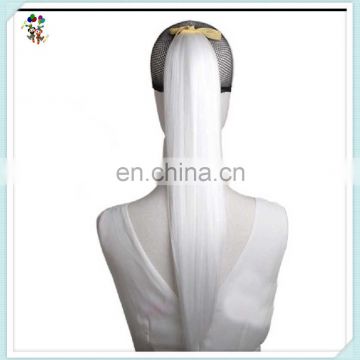 White Long Straight Ribbon Wrap Around Synthetic Hair Ponytails HPC-0194