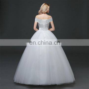 HS1630 2017 White Sheath Ruffle Long Puffy Prom Ball Gown Wedding Dresses Patterns photo-3