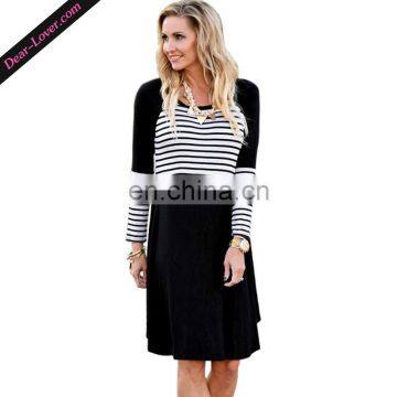 2017 Women Black Chic Blocked Stripe Jersey I Ladies Dresses