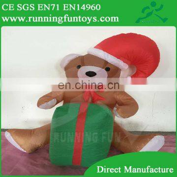 Cute small animated inflatable Christmas bear for Christmas decoration