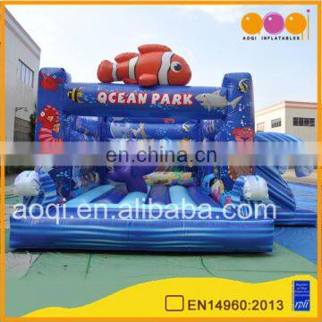 Ocean park theme indoor inflatable entertainment bouncer with slide for amusement park