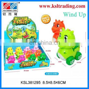 12PCS kids cartoon mini wind up dinosaur animal