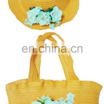 summer kids flower hat and bag set