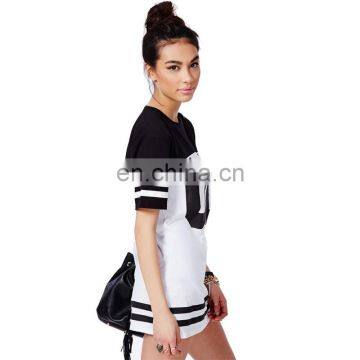 Factory Wholesale OEM Service Monochrome Baseball Loose Long T-Shirt Dress photo-4
