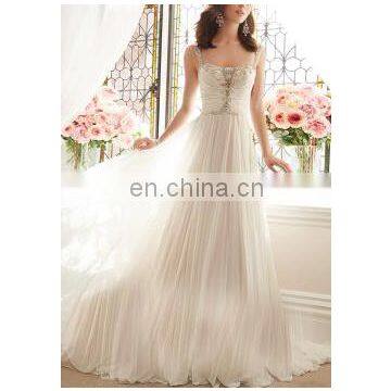 Gathered alibaba new arrival imperial Enchantment Sparkling white Bridal Gown