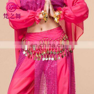 Cheap Chiffon 128 Coins Belly Dance Hip Scarf Belt With Gold Coins Y-2012# photo-4