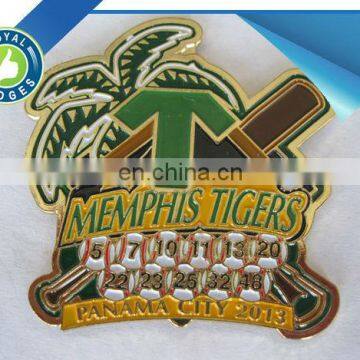 gold plated cheap metal custom baseball trading badges