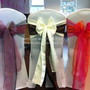 spandex wedding chair cover, satin and organza chair sash for banquet