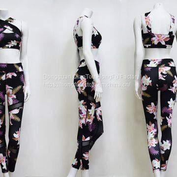 Custom Design Sublimation Printed Yoga Set Fashion Women Ladies Fitness Sport Gym Wear Bra And Pants Leggings Sets photo-2