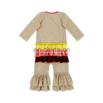 Baby Boutique Polka Dots Ruffle Turkey Baby Thanksgiving Romper Wholesale for Baby photo-6