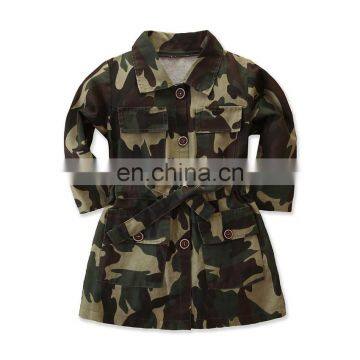 Kids Baby Girls Camo Coats Autumn Fashion Long Sleeve Lapel Trench Camouflage Jackets Girl Long Coat Outerwear