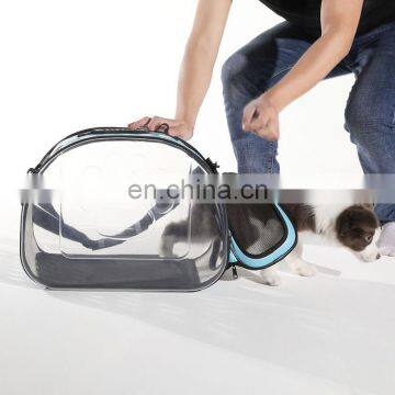 Amazon Hot Sell Transparent PVC Pet Bag Carrier Folding Small Dog Cat Outside Travel Cage