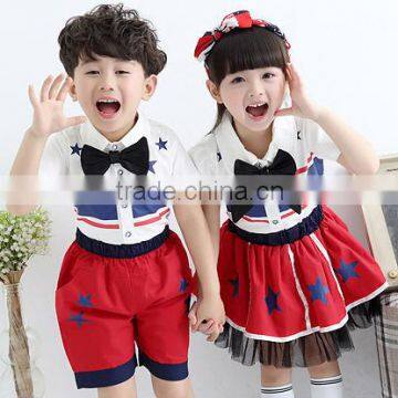 children apparel school uniforms kids clothes star printed for girl &boy wholesale