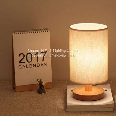 Modern Wood LED Table Lamp Nordic Solid Wood Table Lamp Fabric Cylindrical Lamps Bedroom Bedside LED Lighting Fixtures photo-4