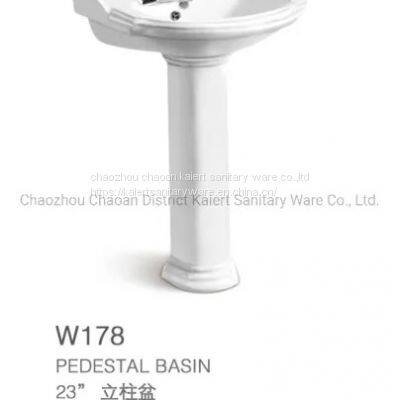 Bathroom Sanitary Ware Ceramic One Piece Pedestal Basin photo-3