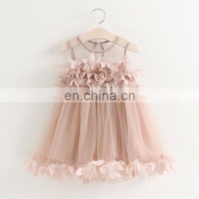 Summer Girls Clothes Pink Applique Princess Dress Children Summer Clothes Baby Girls Dress