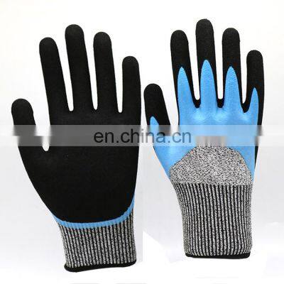 3/4 Smooth Nitrile Coated Cut Resistant Work Gloves Anti Cut Oil Resistant Sandy Nitrile Dipped Safety Gloves For Spearfishing