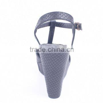 Latest Design China Cheap Women Shoes Summer Snake Print Wedge Buckle Sandals photo-6
