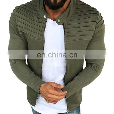 Solid Color Front Open Coats Men Folding Design Slim Fit Zipper Jackets Customized wholesale Casual plus size men's jacket