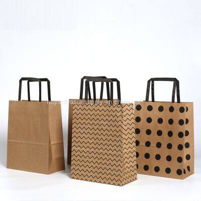 Wholesale Flat Handle Paper Bag brown patisserie carrier bags with flat handles manufacturers