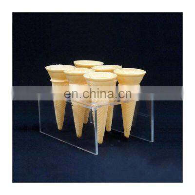 customized countertop 6pcs plastic icecream holder acrylic ice cream cone display stand