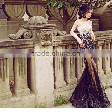 C23272B Wholesale Women Long Evening Dress Lady Fashion Lace Dress Fishtail Prom Dress photo-2
