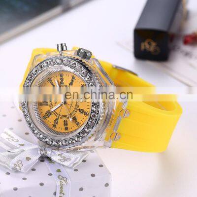 N771 Children Student Colorful Geneva Quartz Digital Silicone Watches Flashing Sport Luminous LED Light Designer Watch photo-3