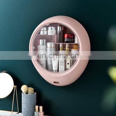 Manufactory Nordic Bathroom Multifunction Wall Mirror Commodity Shelf ABS Colorful Wall Hanging Cosmetics Storage Boxes