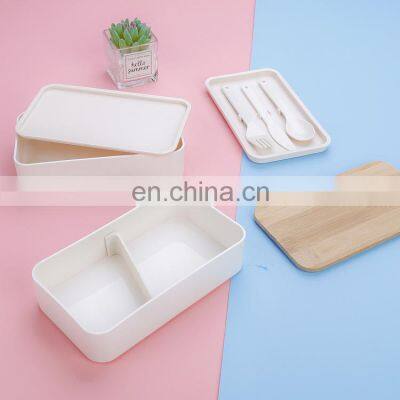 Biodegradable Compartment Microwaveable Plastic Bamboo Fiber Lid Bento Lunch Box Divider Set Accessories for Kids Adults photo-5