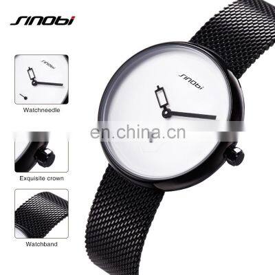 SINOBI MInimalist Woman Wrist Watch S9719L Black Lady Watch Hollow Out Pointer Dropshipping Hand Watch