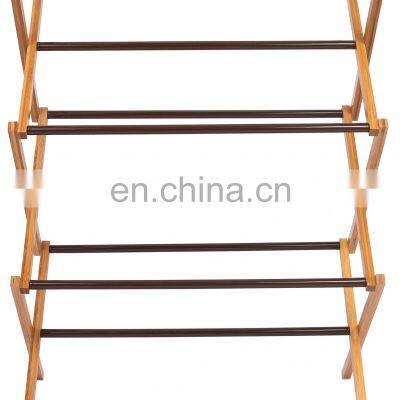 3 Tier Foldable Bamboo Wooden Clothes Drying Rack Water-Resistant photo-5
