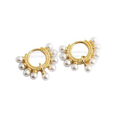 Pearl Circle Personality S925 Sterling Silver Earrings for Girls