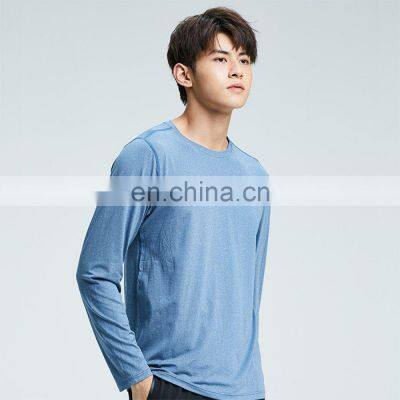 Wholesale Quick Dry Athletic Soft Slim Fit Sports T Shirt Men's Workout Trainig Crewneck Stretch Long Sleeve Gym Fitness Shirt photo-3