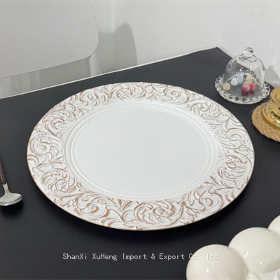 33 cm Rose Gold And White Colored Acrylic Plastic Charger Plate Wholesale photo-4