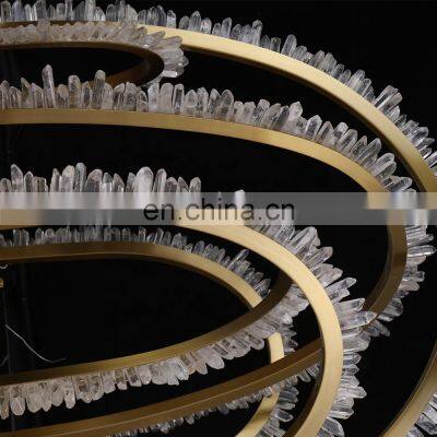 Home Decorative Round Crystal Pendant Light Hotel Lamps Fixture Gold Led Modern Luxury k9 Crystal Ceiling Light