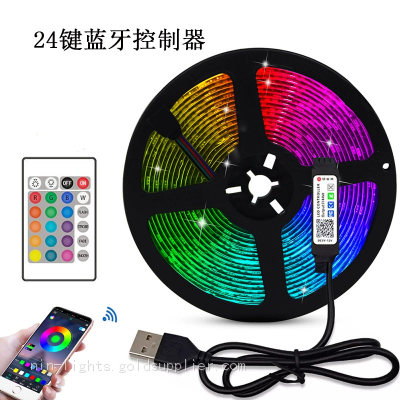 5V LED Light Strip USB 24-key Infrared Bluetooth 5050RGB Colorful Light Strip TV Background Atmosphere Light Strip photo-2