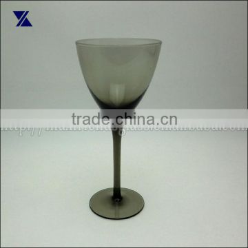 hand blown smoke grey wine glass goblet